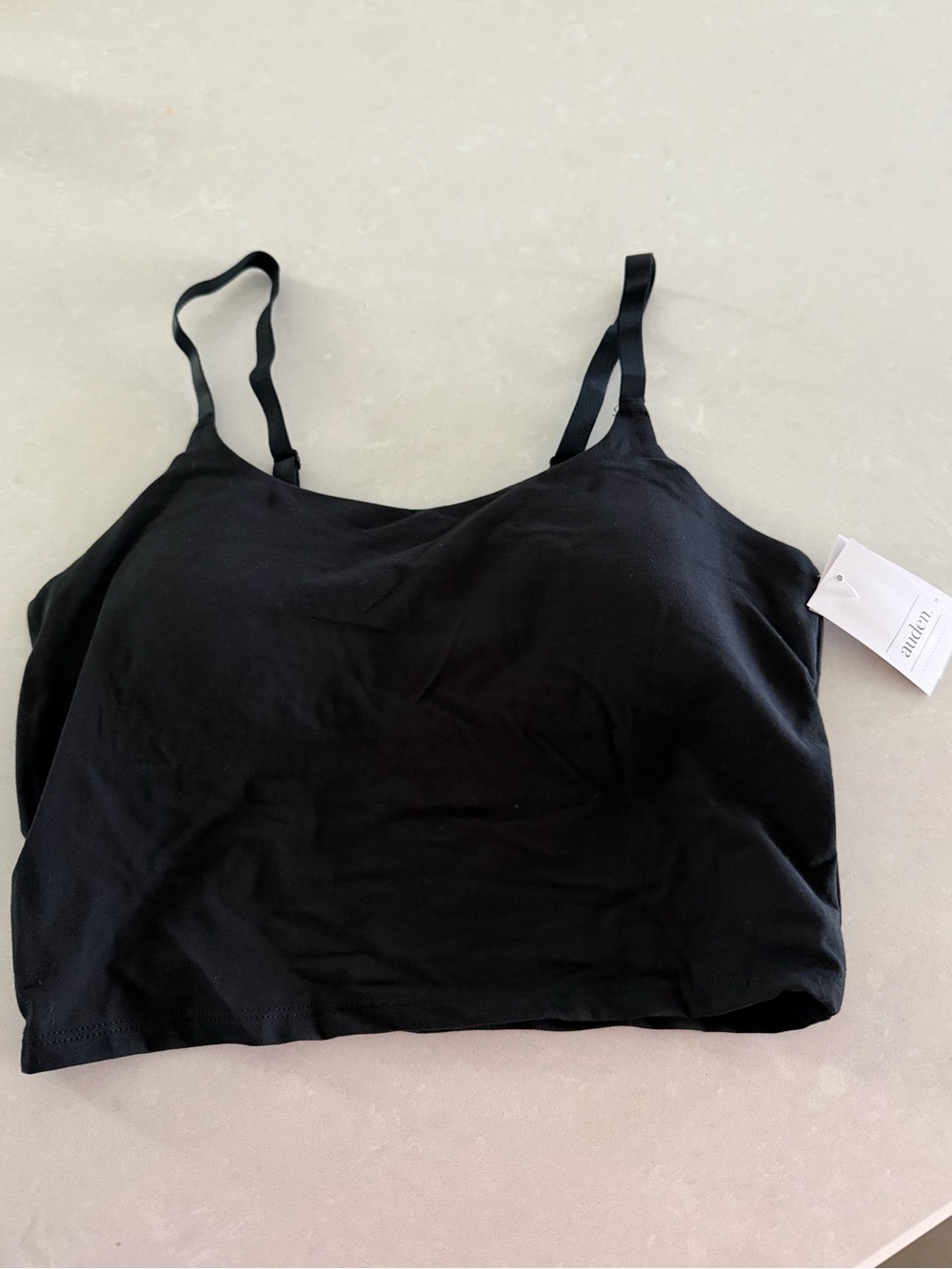 NWT Auden Black Stretch Crop Cami with Adjustable Straps